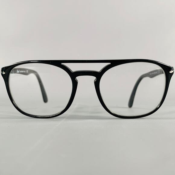 PERSOL Black Acetate Aviator Eyeglasses Frames - Picture 1 of 8